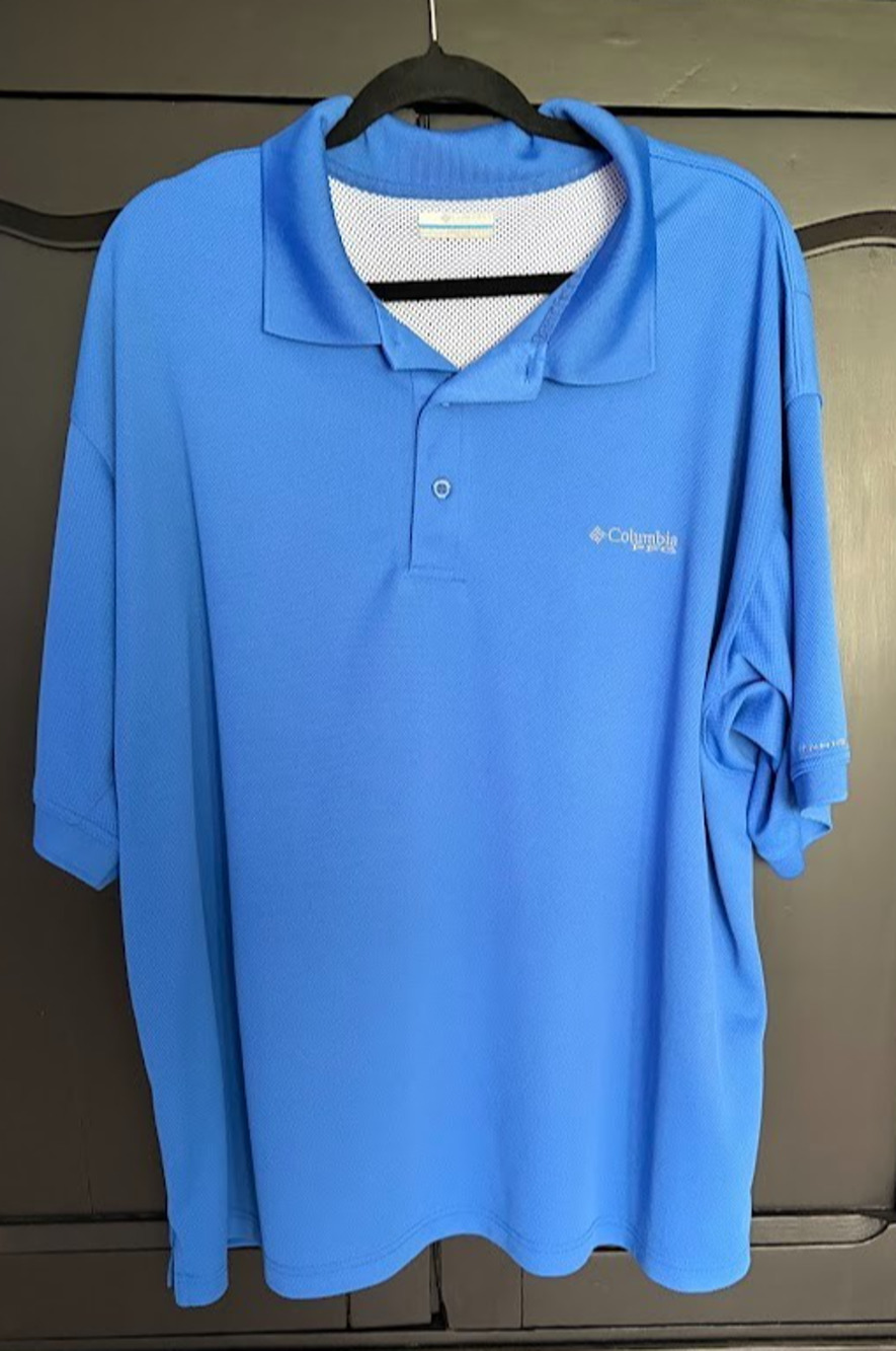 Columbia PFG Blue Short Sleeve Performance Fishing Gear Shirt Size 2XL / 2TF